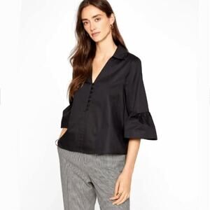 Women Club Monaco Black Statement Blouse Top L Minimalist Modern Career Occasion